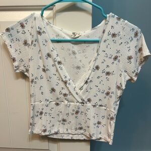 Billa Bong White Floral Crop Top Size Large